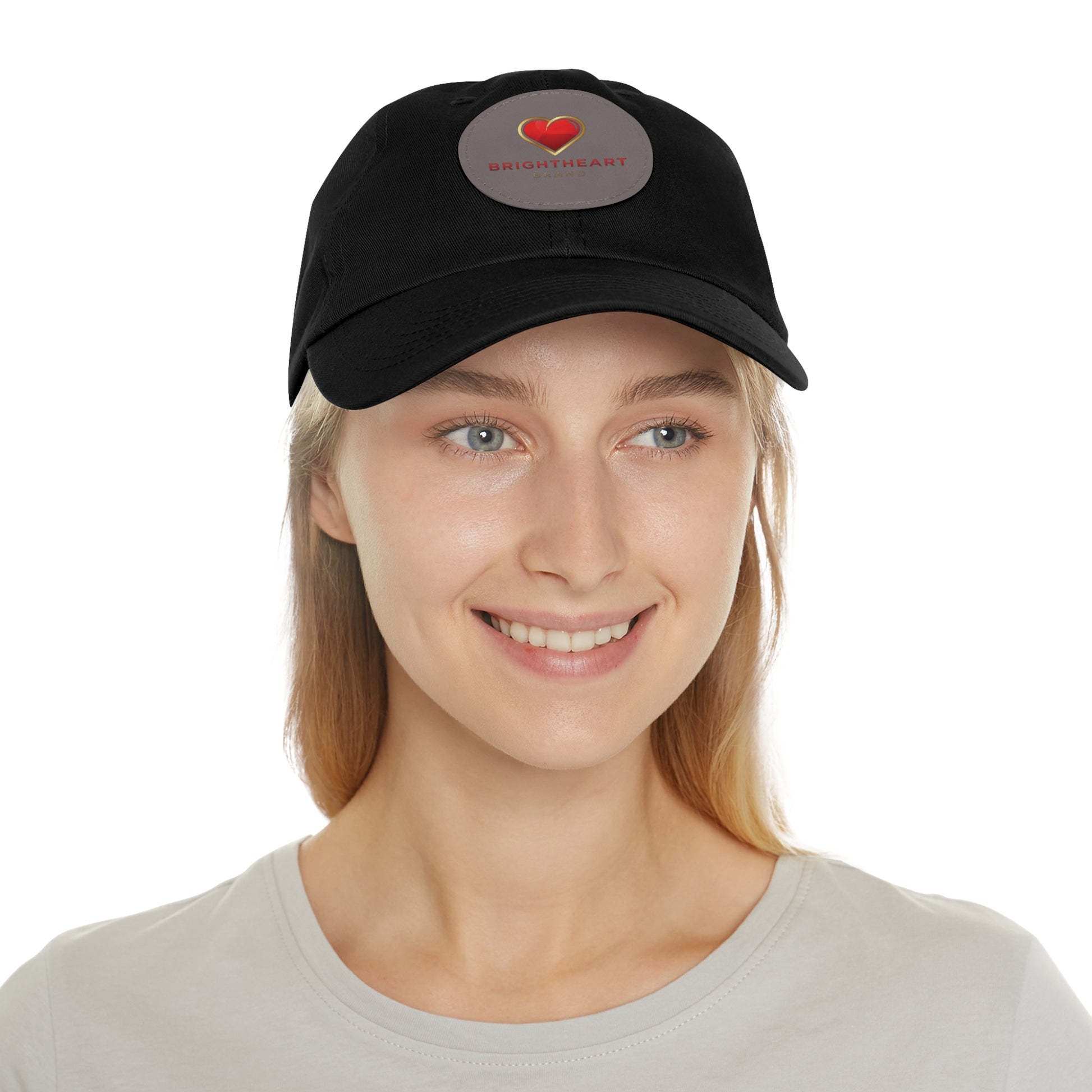 Leather Patch Dad Hat - Brightheart, Casual Cap, Best Gift for Dads, Everyday Fashion, Perfect for Summer