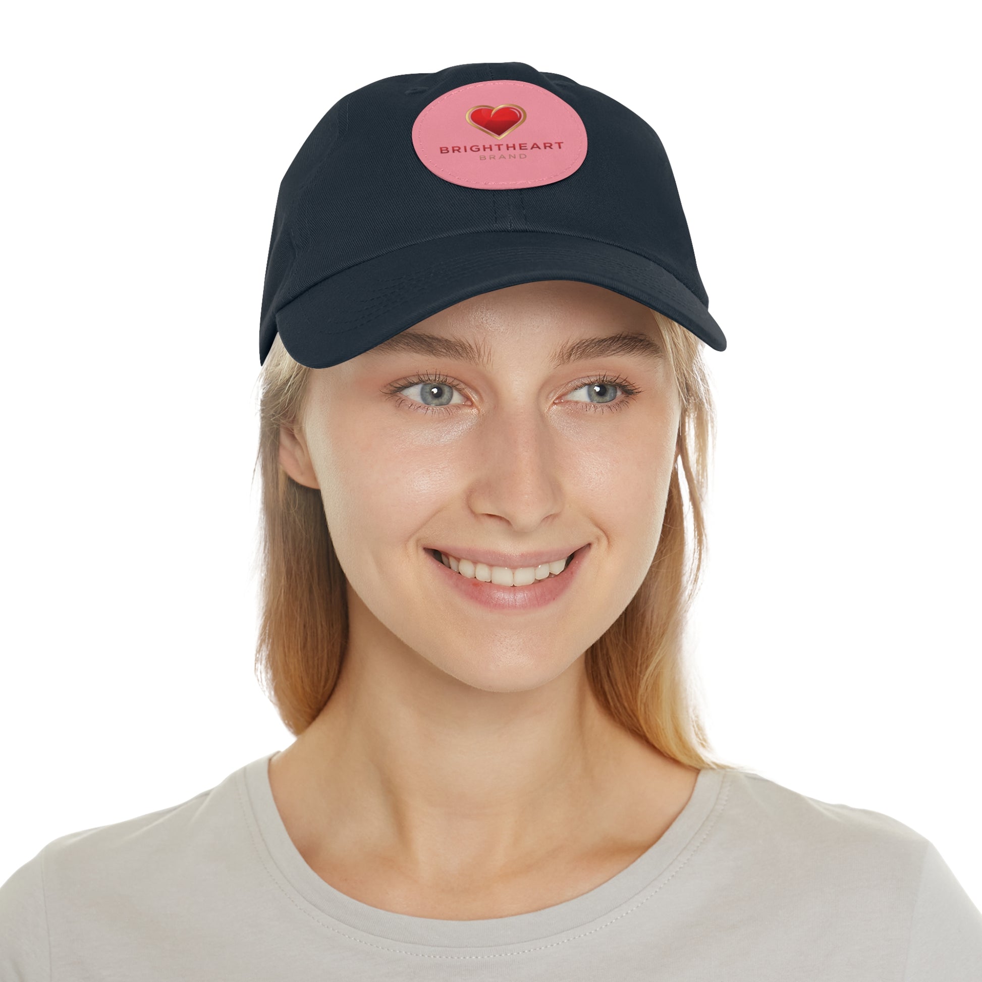 Leather Patch Dad Hat - Brightheart, Casual Cap, Best Gift for Dads, Everyday Fashion, Perfect for Summer