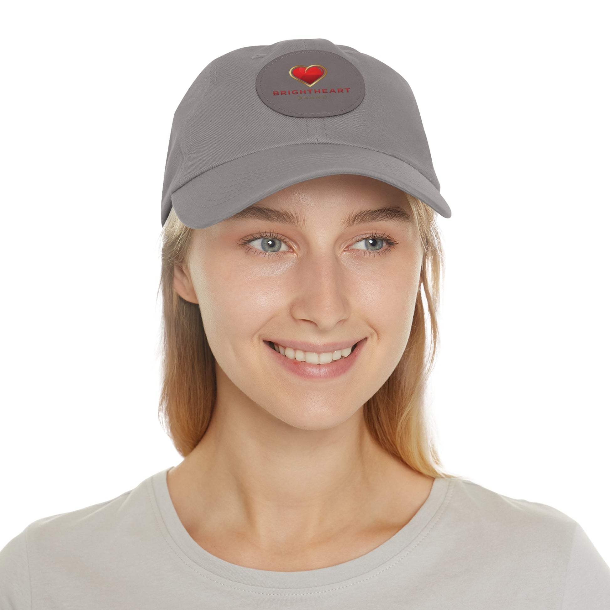 Leather Patch Dad Hat - Brightheart, Casual Cap, Best Gift for Dads, Everyday Fashion, Perfect for Summer