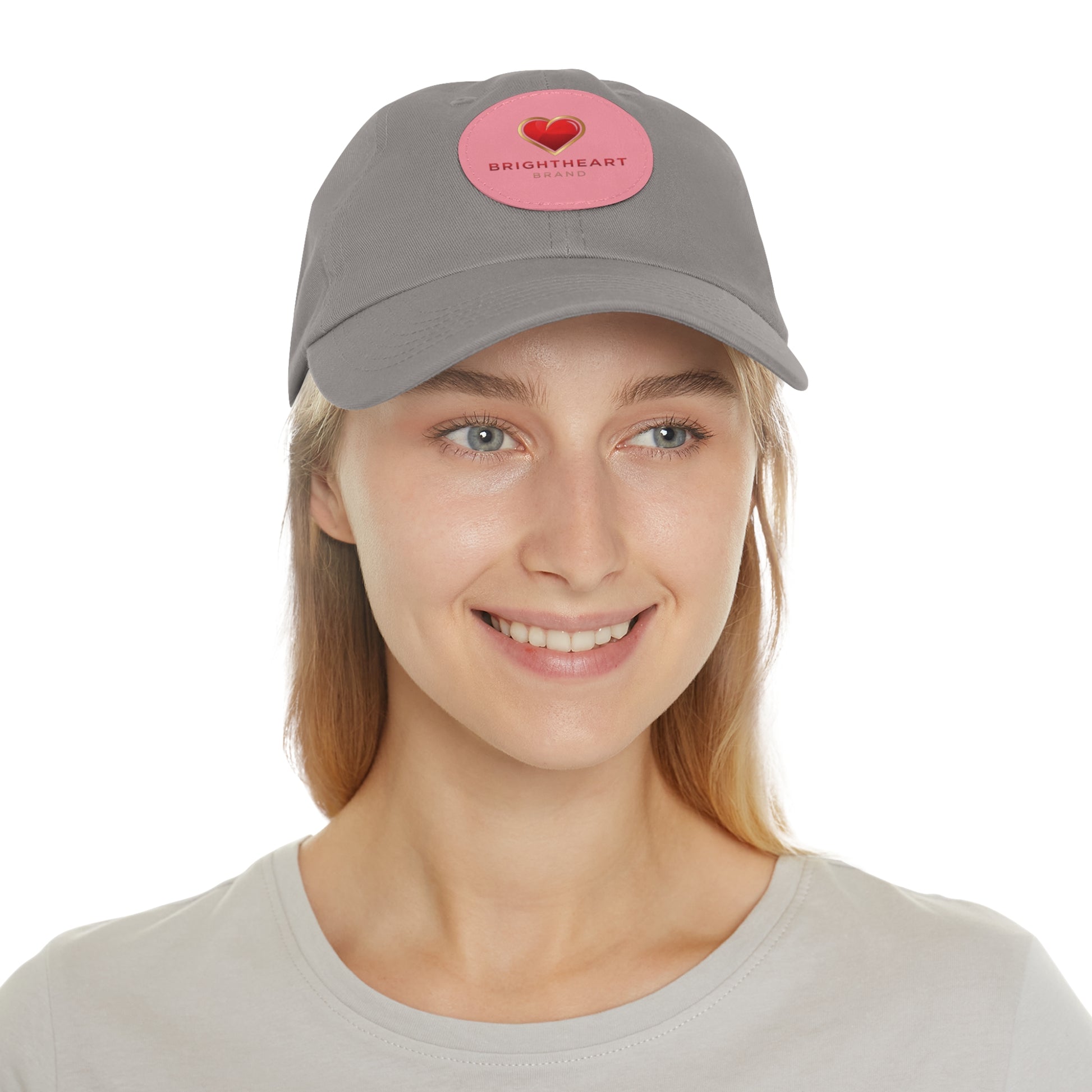 Leather Patch Dad Hat - Brightheart, Casual Cap, Best Gift for Dads, Everyday Fashion, Perfect for Summer
