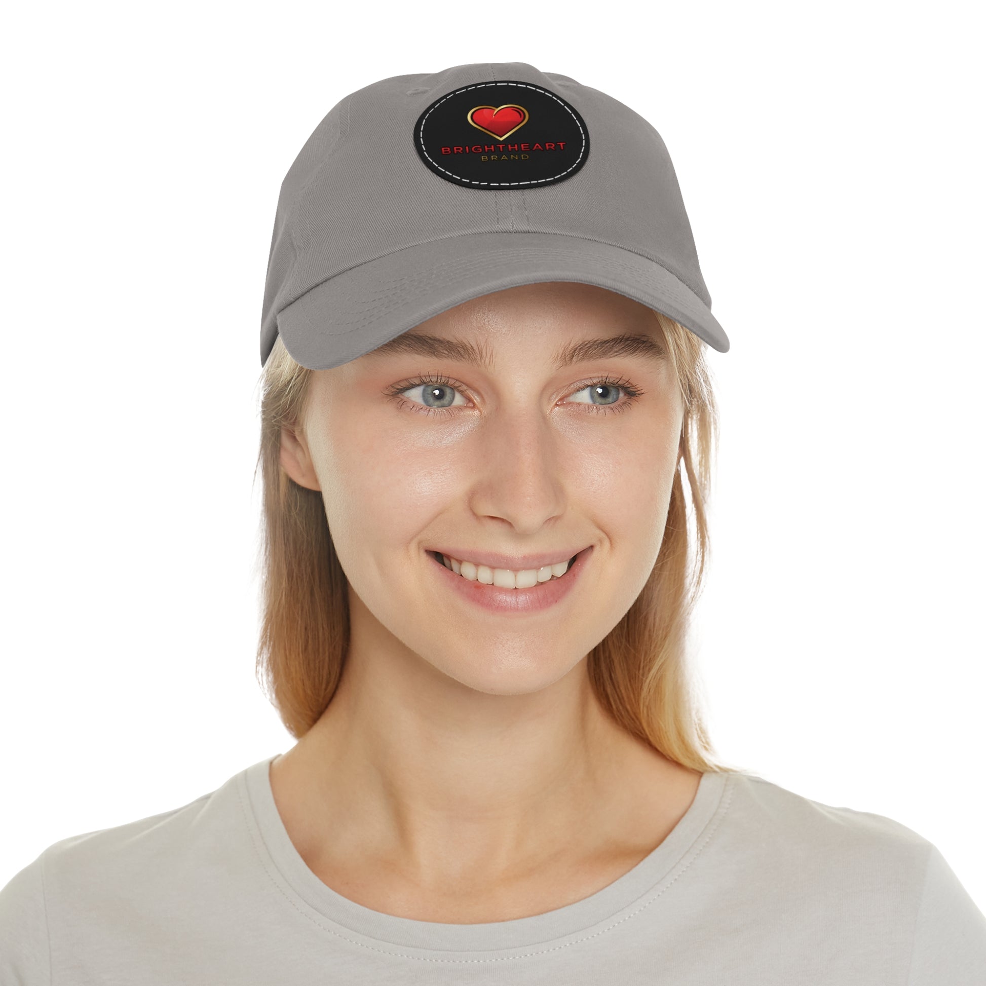 Leather Patch Dad Hat - Brightheart, Casual Cap, Best Gift for Dads, Everyday Fashion, Perfect for Summer