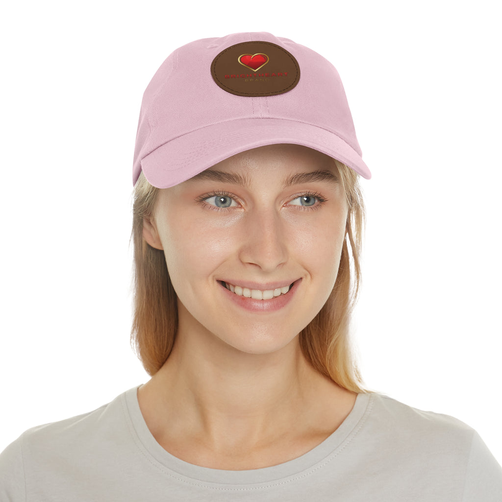 Leather Patch Dad Hat - Brightheart, Casual Cap, Best Gift for Dads, Everyday Fashion, Perfect for Summer