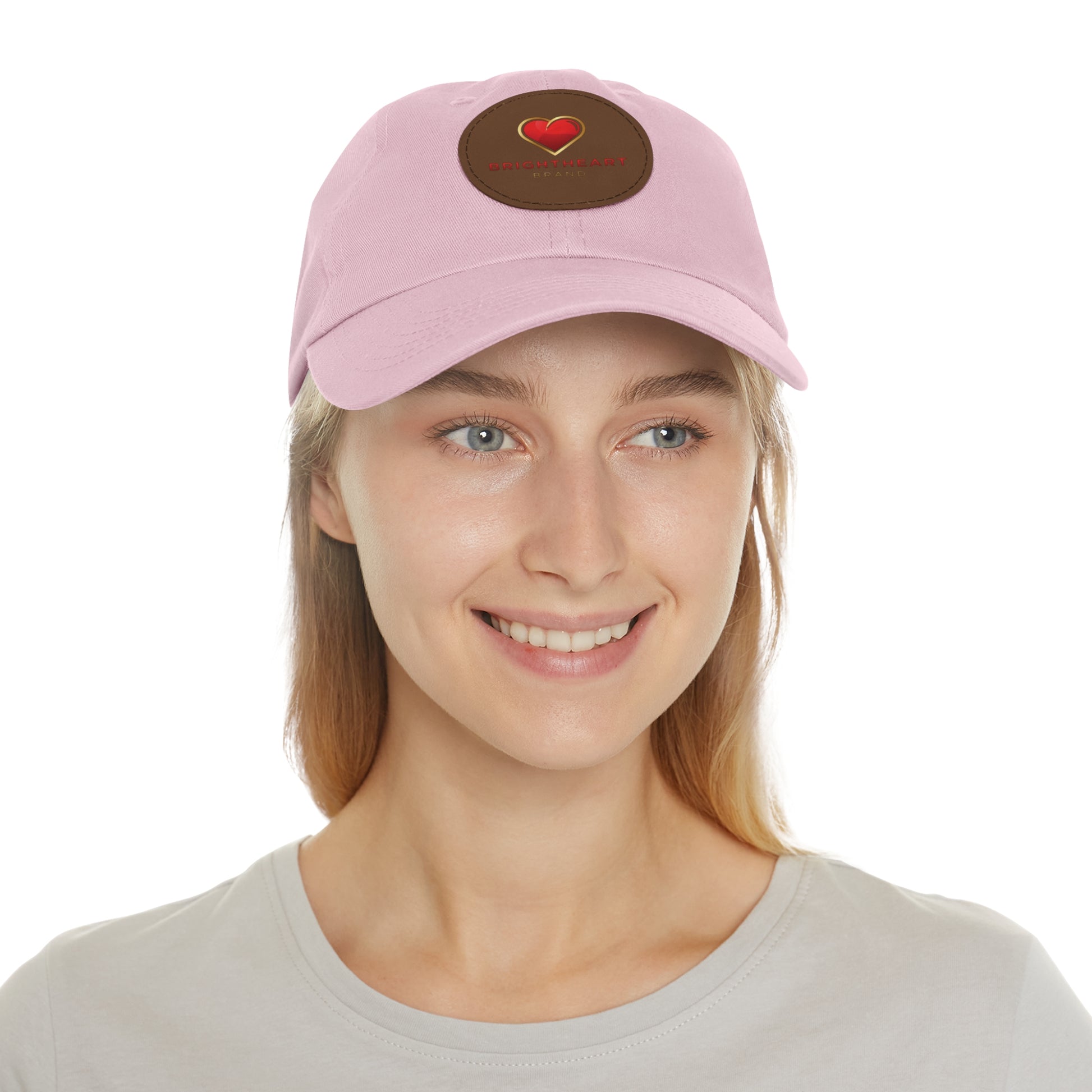 Leather Patch Dad Hat - Brightheart, Casual Cap, Best Gift for Dads, Everyday Fashion, Perfect for Summer