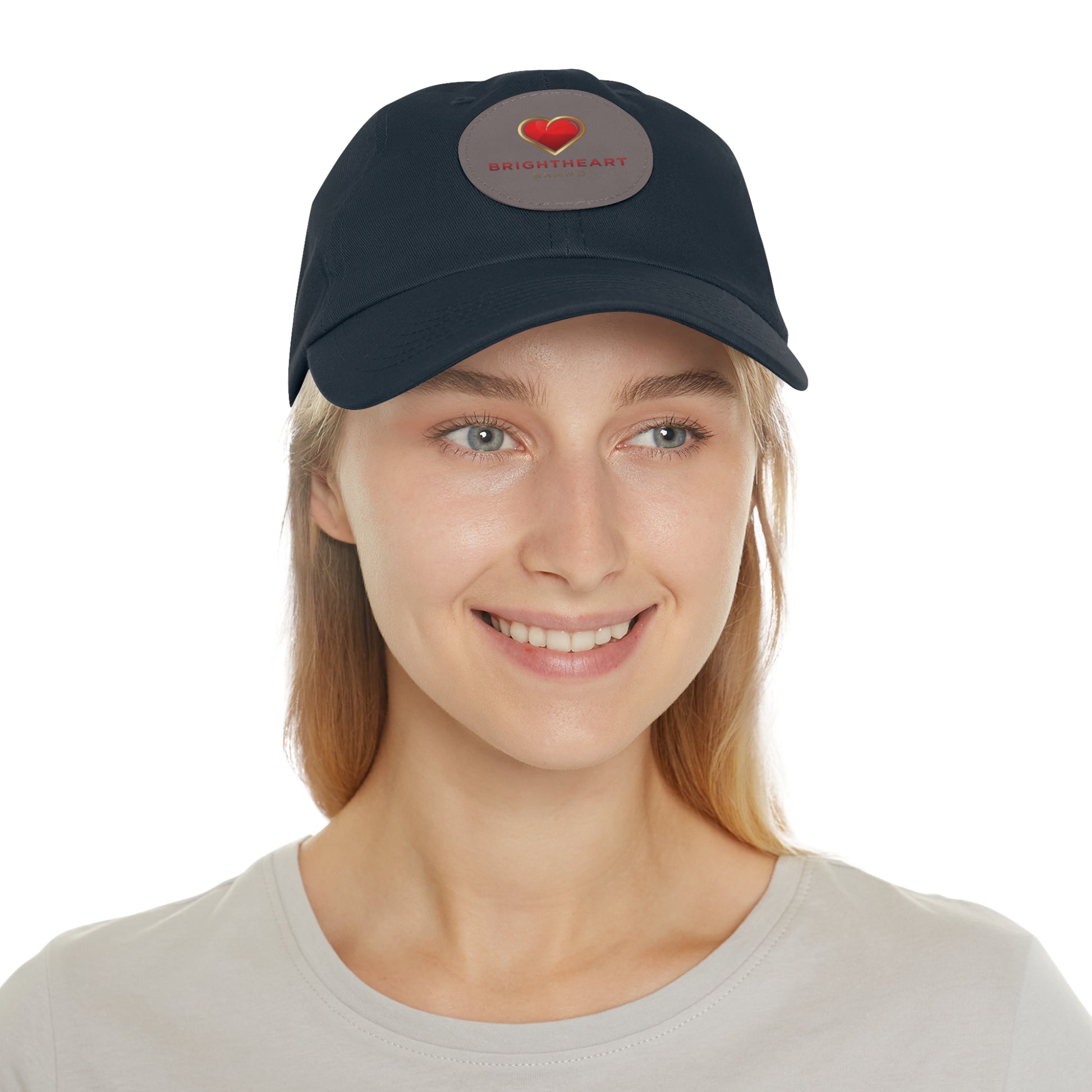 Leather Patch Dad Hat - Brightheart, Casual Cap, Best Gift for Dads, Everyday Fashion, Perfect for Summer
