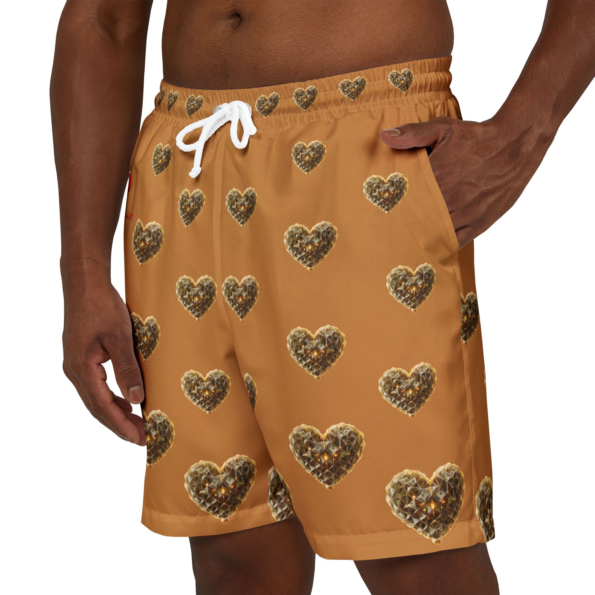 "BrightheartBrand-Herat of Prosperity" Unisex Swim Shorts, Beachwear, Summer Shorts, Casual Swimwear, Vacation Essentials, Gift for Him/Her