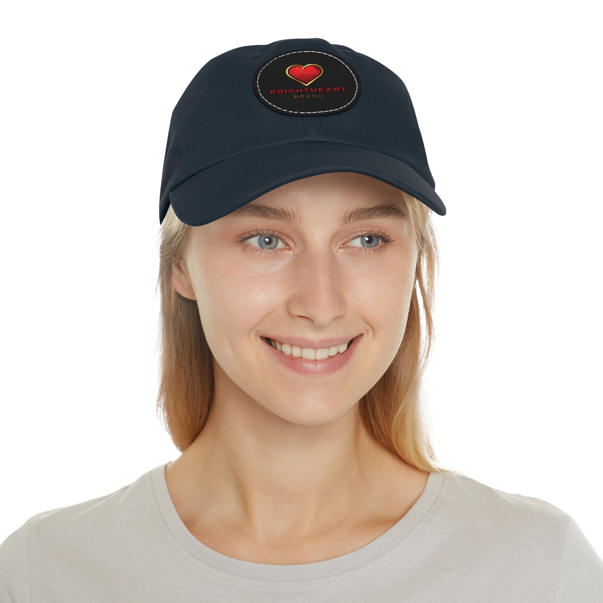 Leather Patch Dad Hat - Brightheart, Casual Cap, Best Gift for Dads, Everyday Fashion, Perfect for Summer