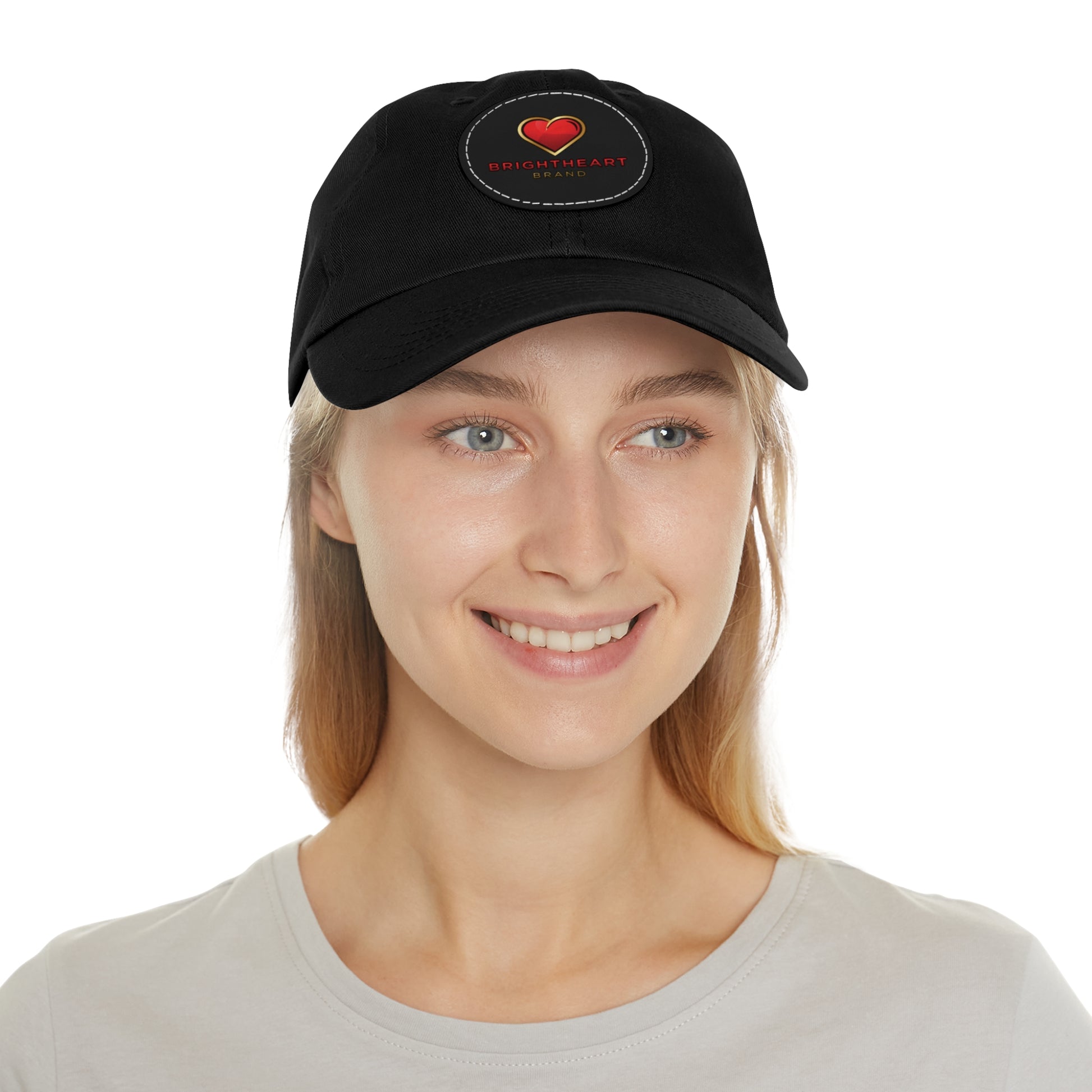 Leather Patch Dad Hat - Brightheart, Casual Cap, Best Gift for Dads, Everyday Fashion, Perfect for Summer