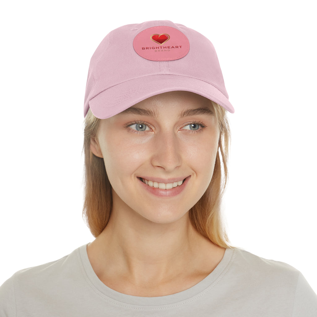 Leather Patch Dad Hat - Brightheart, Casual Cap, Best Gift for Dads, Everyday Fashion, Perfect for Summer