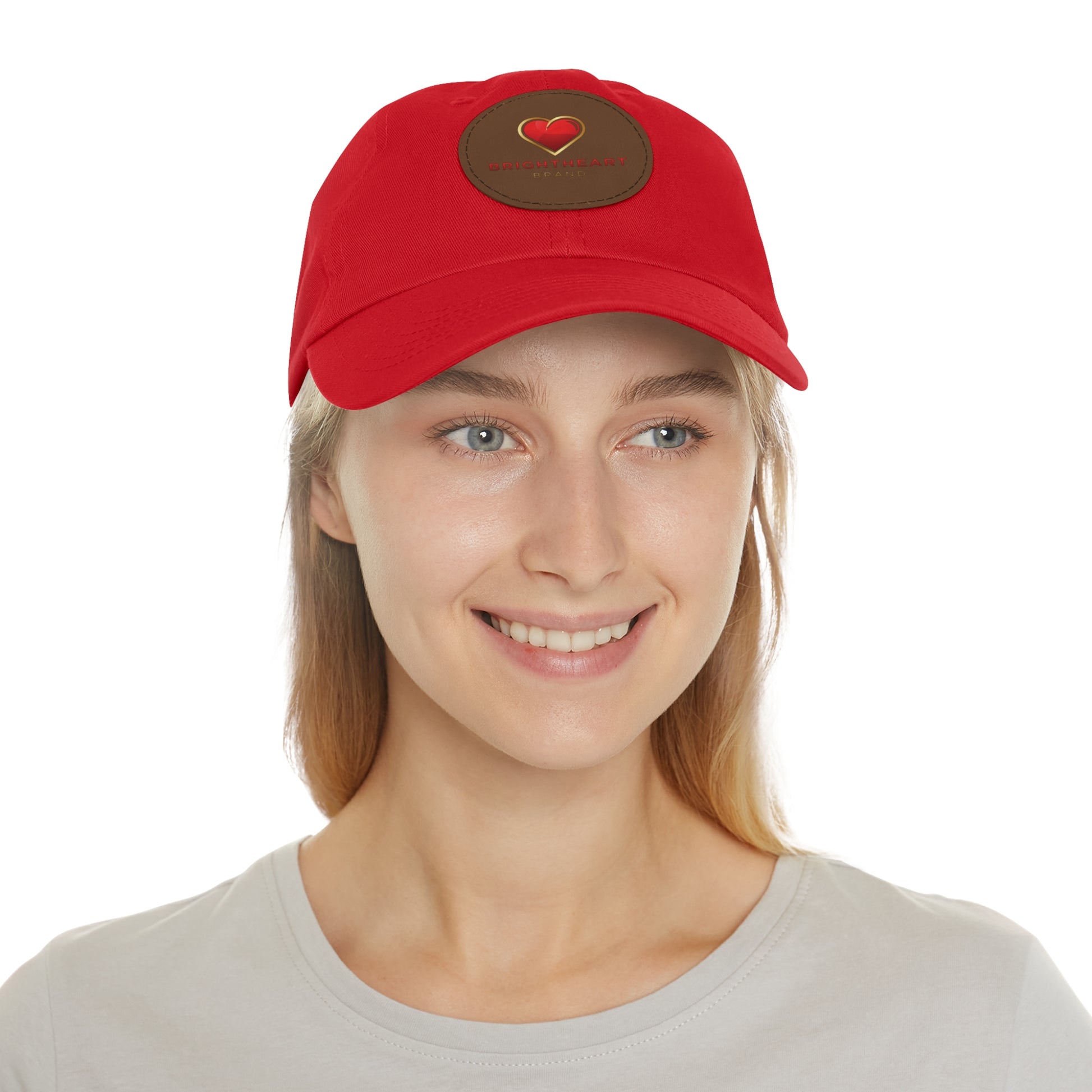 Leather Patch Dad Hat - Brightheart, Casual Cap, Best Gift for Dads, Everyday Fashion, Perfect for Summer