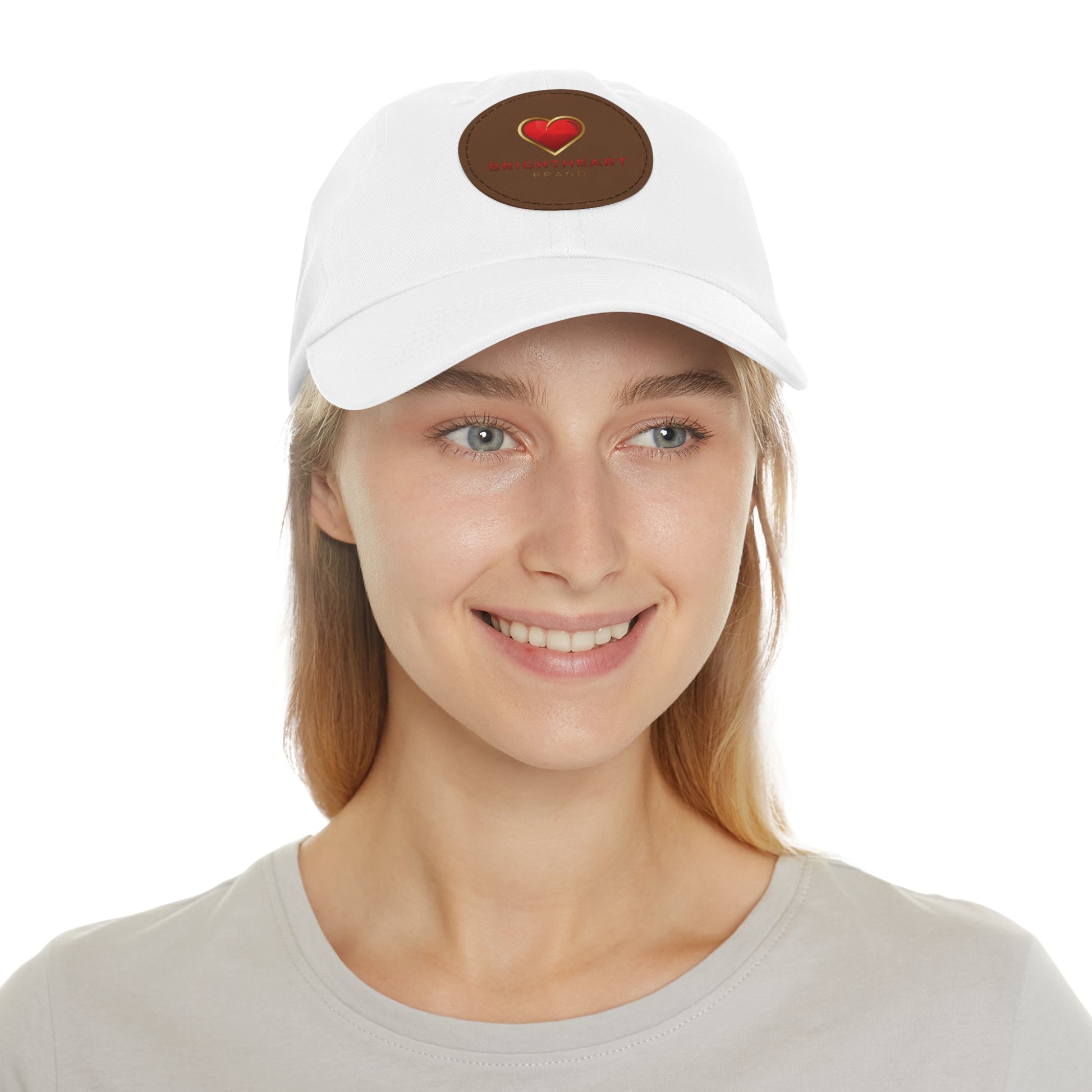 Leather Patch Dad Hat - Brightheart, Casual Cap, Best Gift for Dads, Everyday Fashion, Perfect for Summer