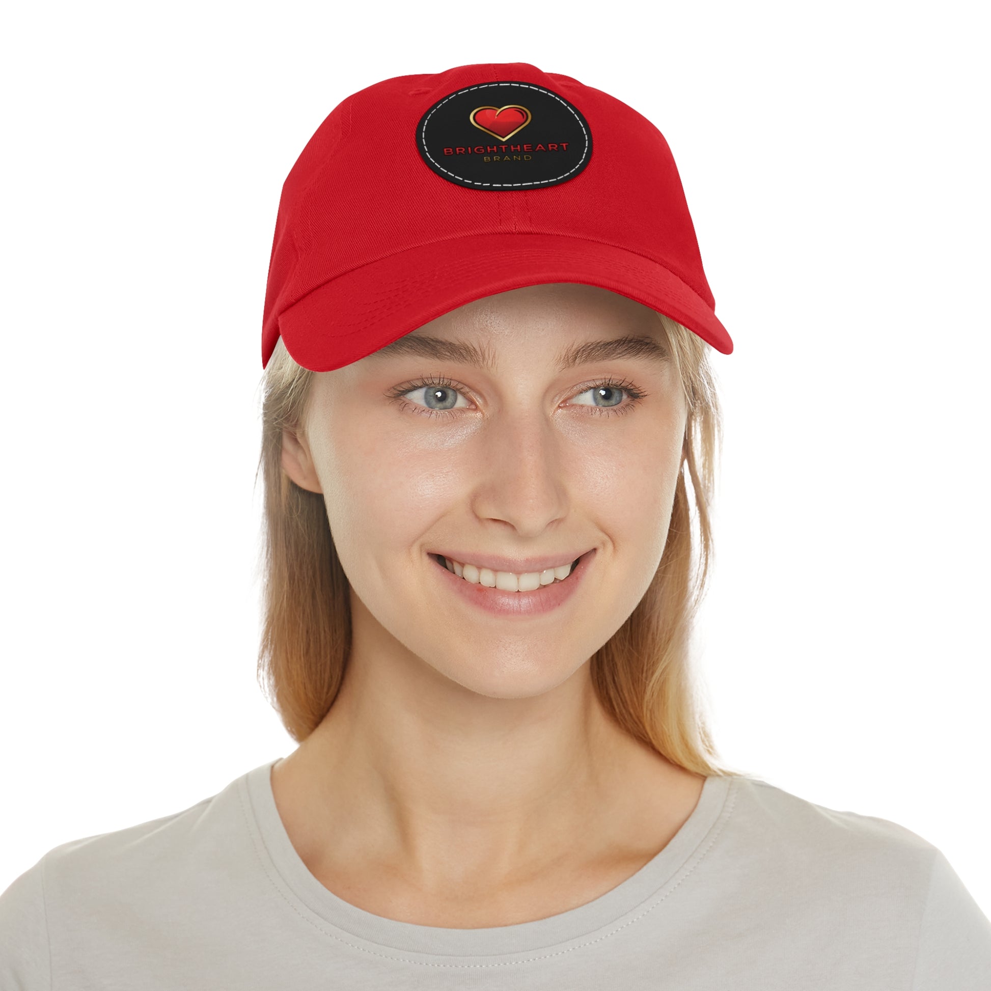 Leather Patch Dad Hat - Brightheart, Casual Cap, Best Gift for Dads, Everyday Fashion, Perfect for Summer