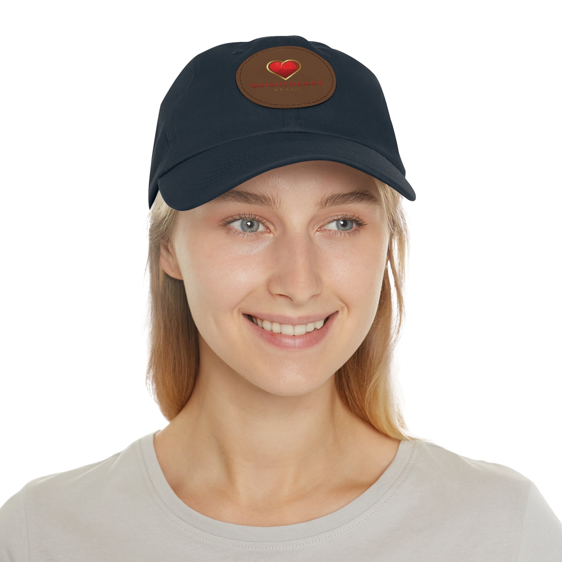 Leather Patch Dad Hat - Brightheart, Casual Cap, Best Gift for Dads, Everyday Fashion, Perfect for Summer