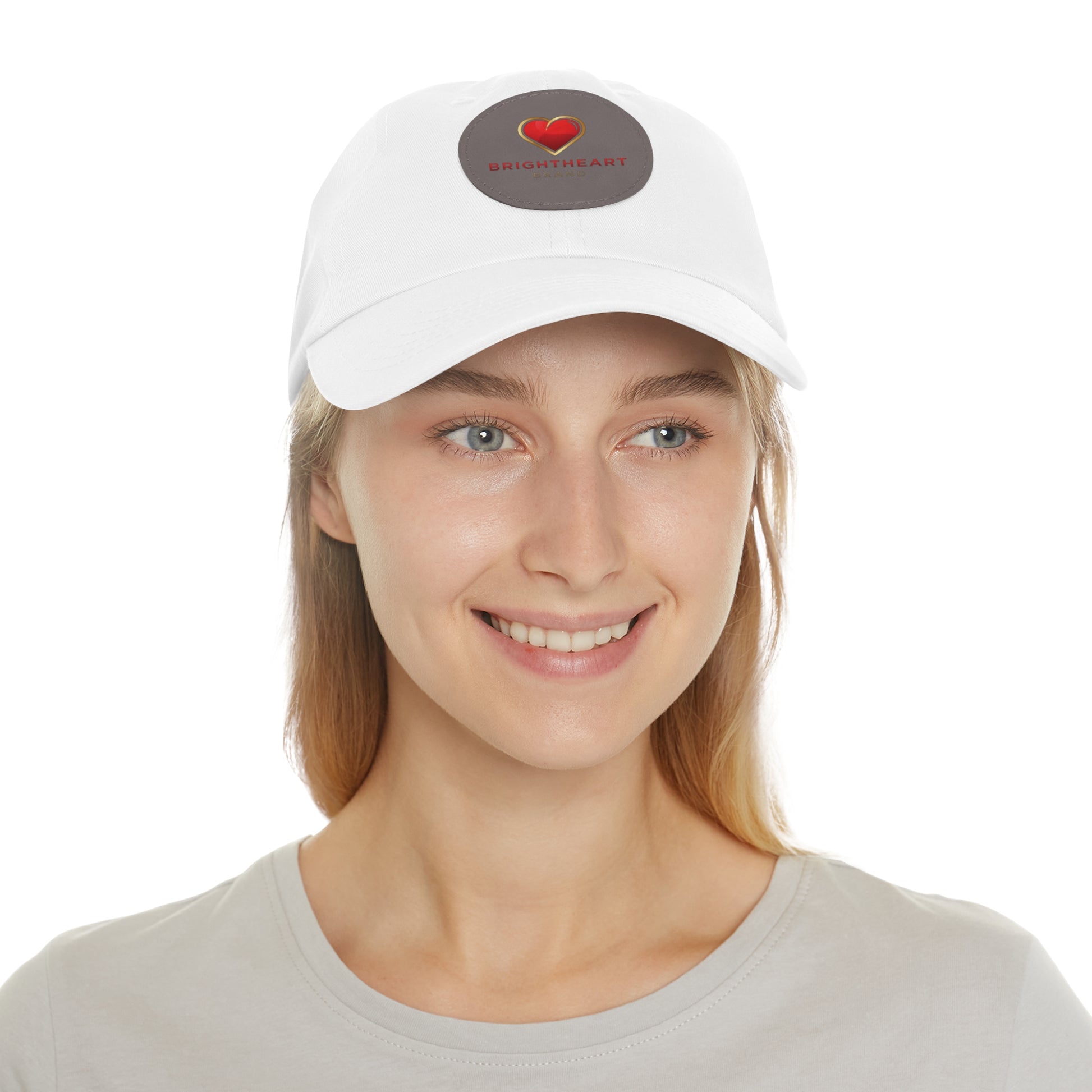 Leather Patch Dad Hat - Brightheart, Casual Cap, Best Gift for Dads, Everyday Fashion, Perfect for Summer