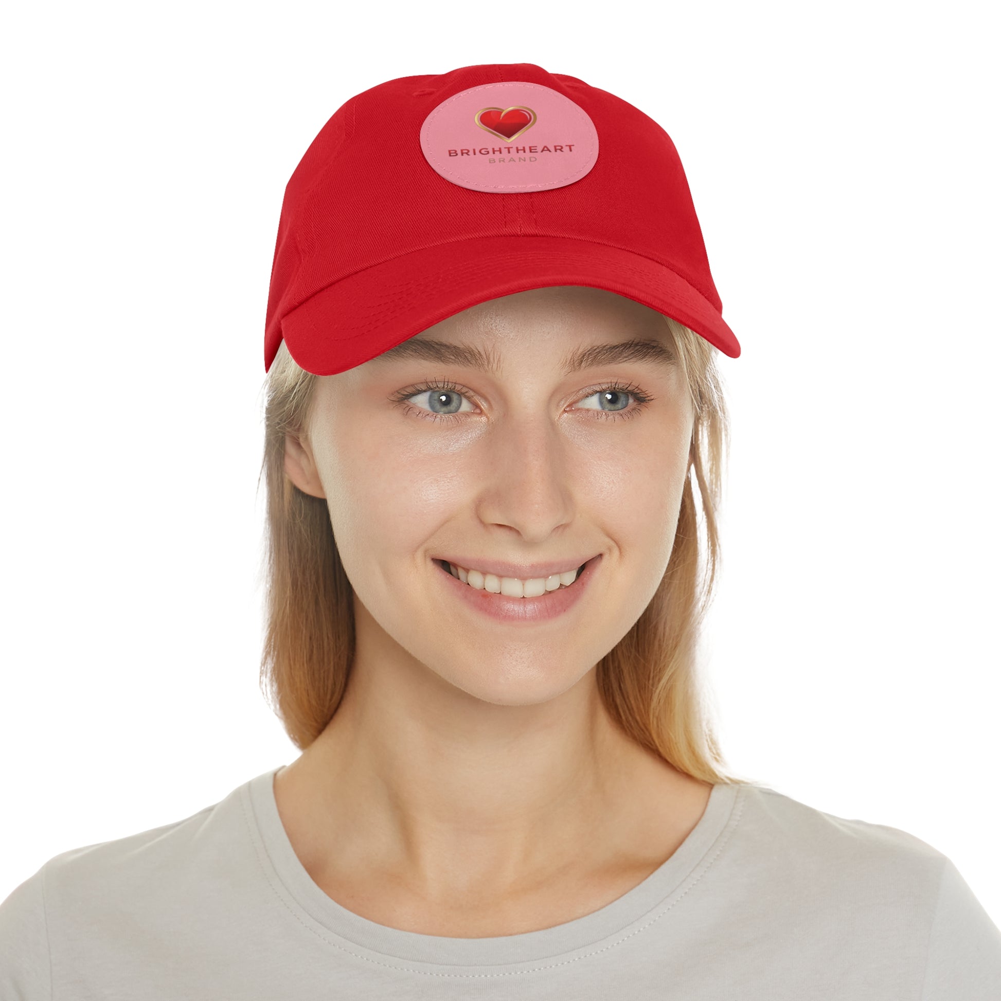 Leather Patch Dad Hat - Brightheart, Casual Cap, Best Gift for Dads, Everyday Fashion, Perfect for Summer
