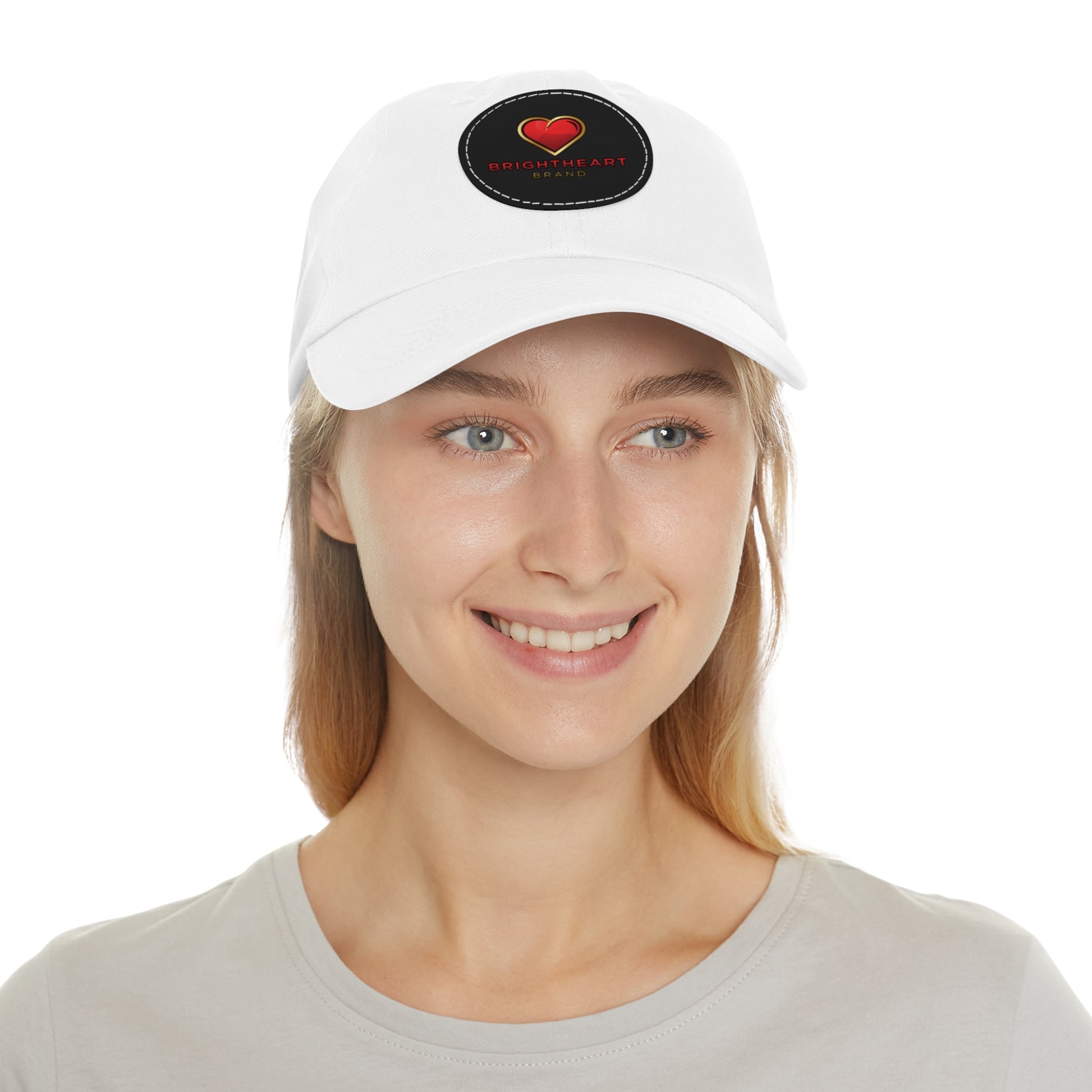Leather Patch Dad Hat - Brightheart, Casual Cap, Best Gift for Dads, Everyday Fashion, Perfect for Summer