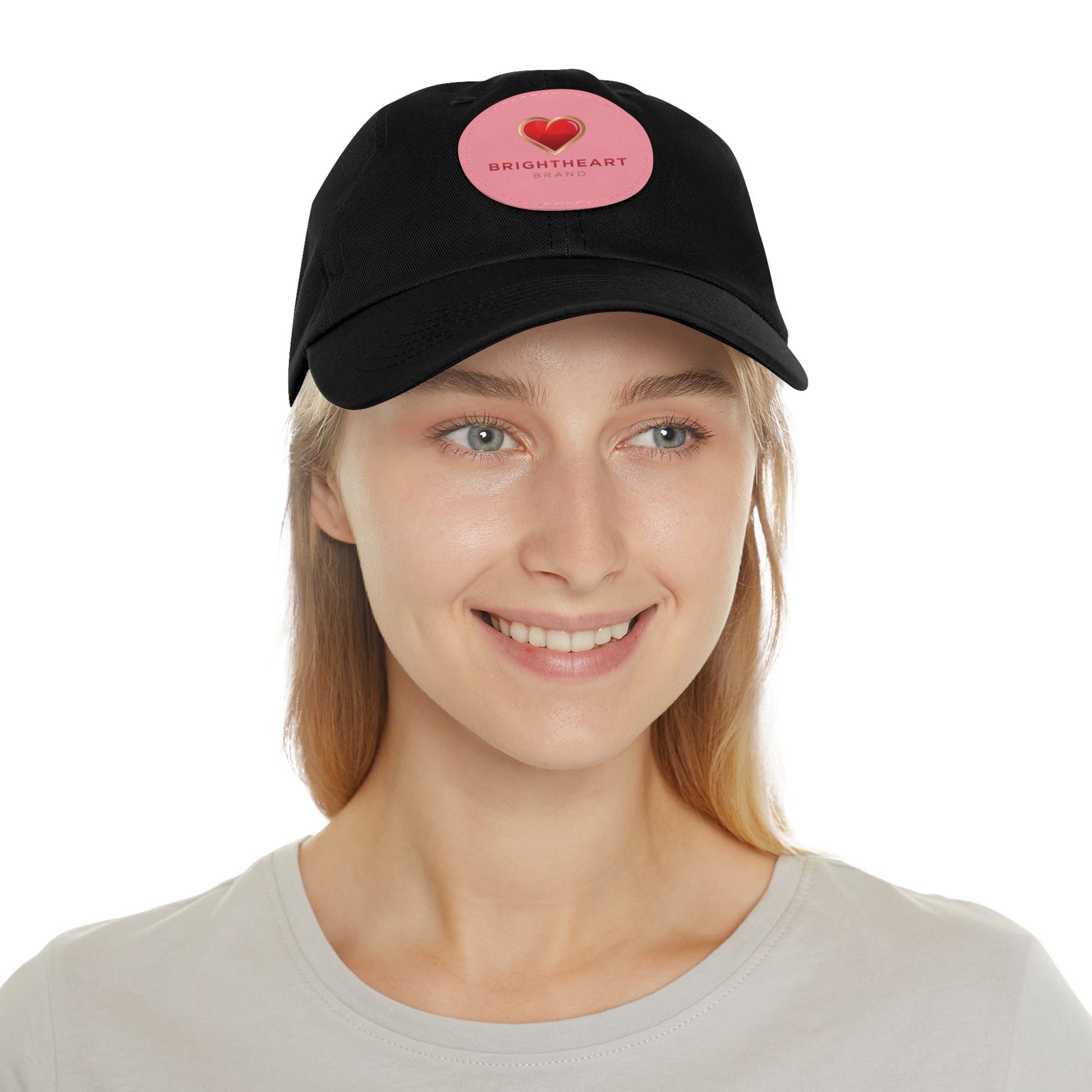 Leather Patch Dad Hat - Brightheart, Casual Cap, Best Gift for Dads, Everyday Fashion, Perfect for Summer