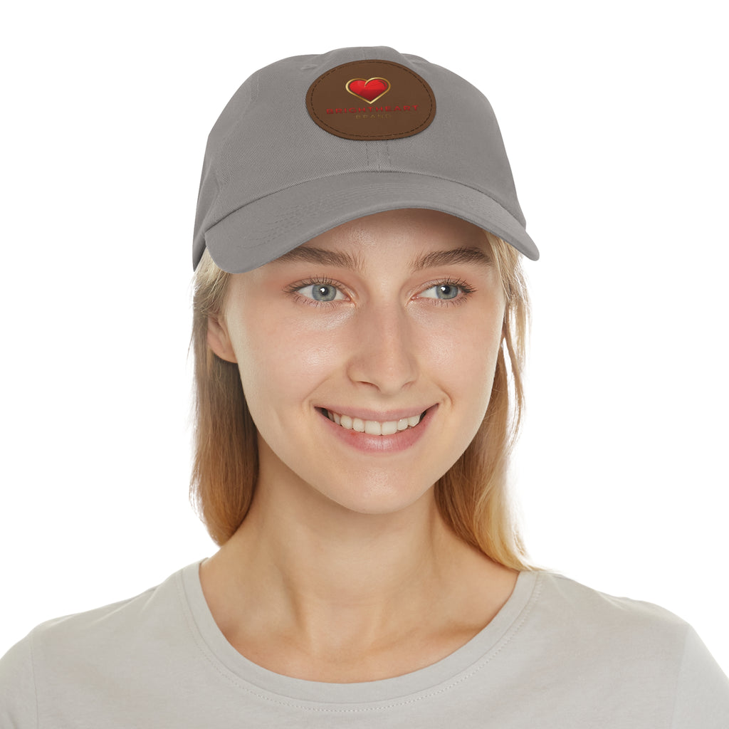 Leather Patch Dad Hat - Brightheart, Casual Cap, Best Gift for Dads, Everyday Fashion, Perfect for Summer