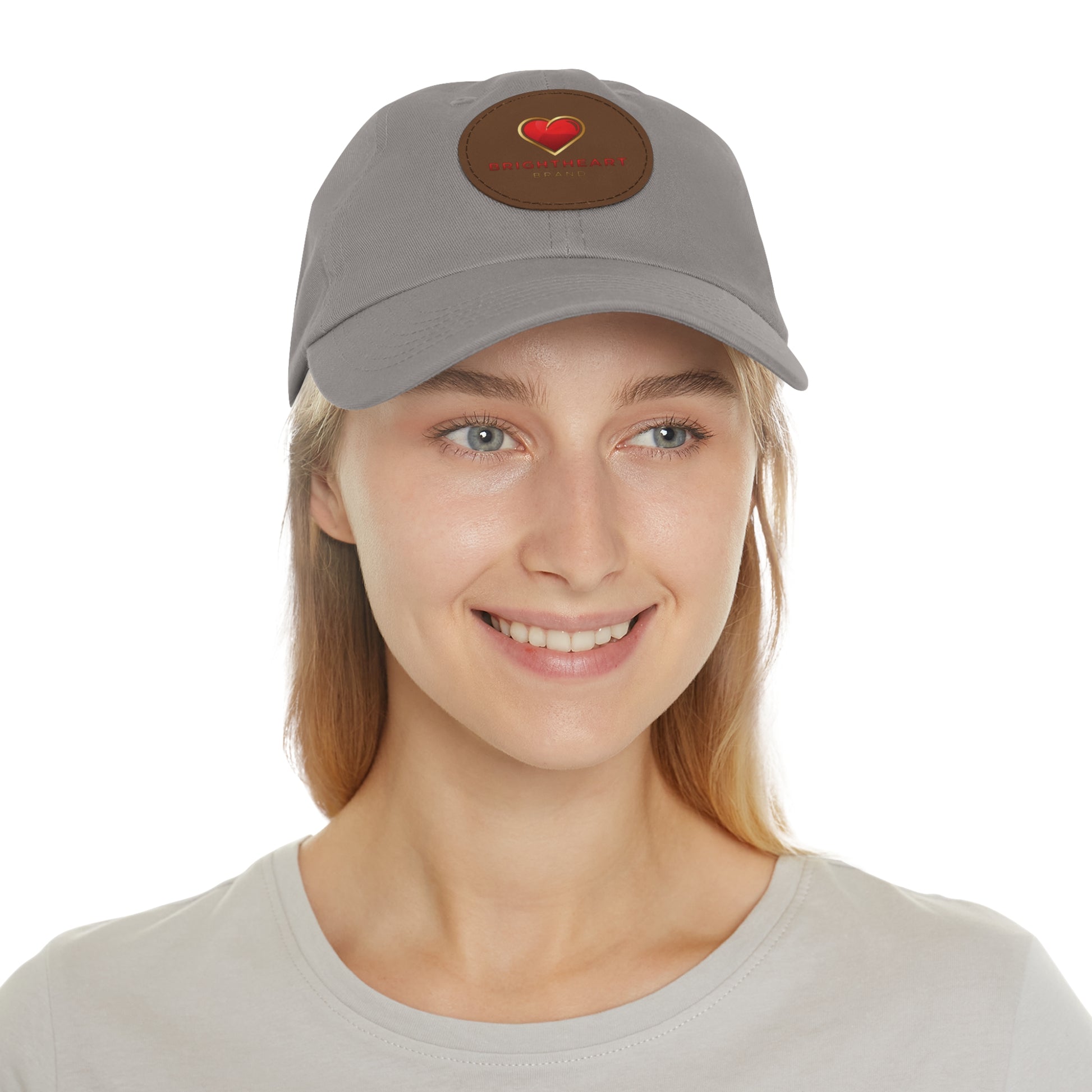 Leather Patch Dad Hat - Brightheart, Casual Cap, Best Gift for Dads, Everyday Fashion, Perfect for Summer